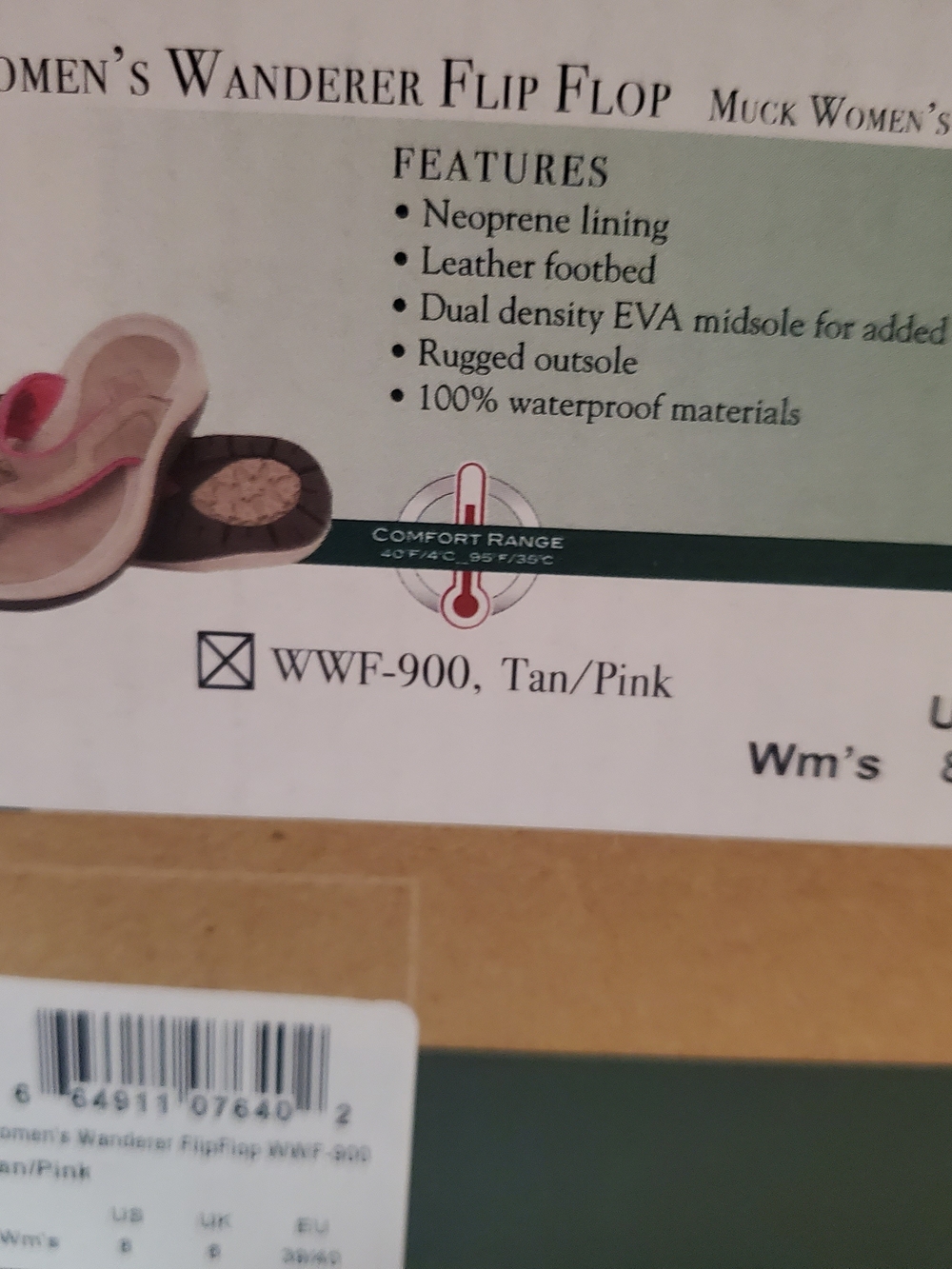 Muck Women's Wanderer Flip Flop - Tan/Pink
